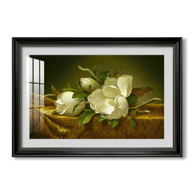 Magnolias sur tissu de velours doré, vers 1888-1890 - Martin Johnson Heade - Estampe encadrée sur mesure