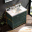 Meuble-lavabo Corena de 91 cm en chêne massif avec comptoir en marbre reconstitué, 4 tiroirs à fermeture amortie et lavabo encastré.-768475637