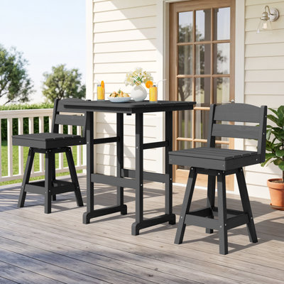 All-Weather HDPE Outdoor Swivel Bar Table and Chairs(3-Piece)