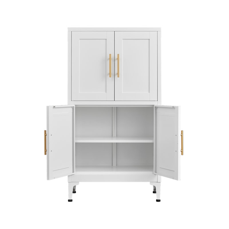 Armoire de rangement en métal, garde-manger avec double porte et tablettes, armoire de rangement avec pied de nivellement réglable