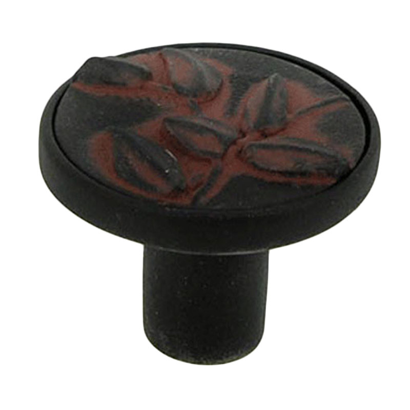 Modern Settings Circle Knob, Black with Terra Cotta