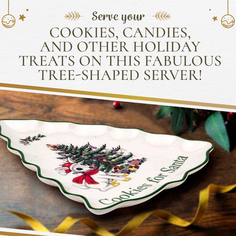 Spode Christmas Tree Rudolph Tree Server 9.5"