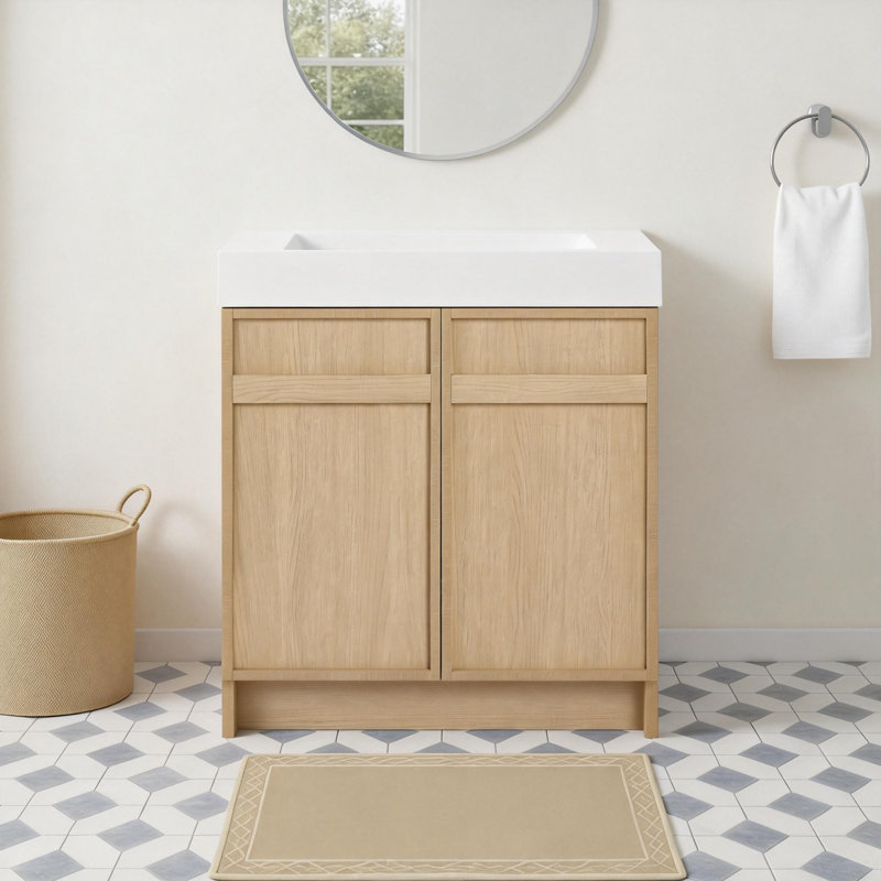 30'' Single Bathroom Vanity With Resin Sink, 30"