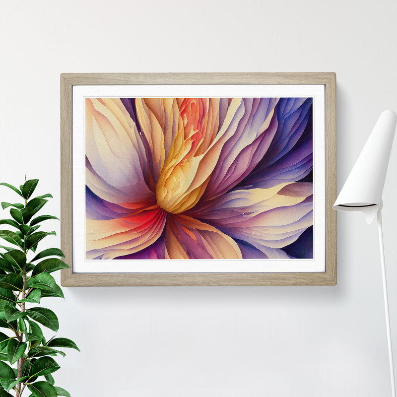Sensational Flower Abstract - Framed Print, 25cm H x 34cm W x 2cm D, Oak 