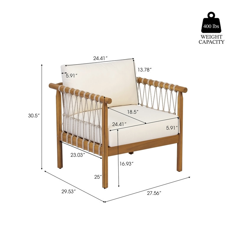 Fauteuil club en bois d'acacia