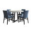 Ensemble de salle à manger 5 pièces Roundhill Furniture, table ronde à tréteaux et 4 chaises rembourrées, gris et bleu-1887452539