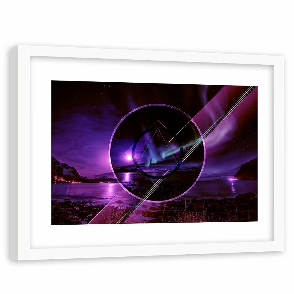 Gerahmtes Poster Aurora mit geometrischen Formen 2