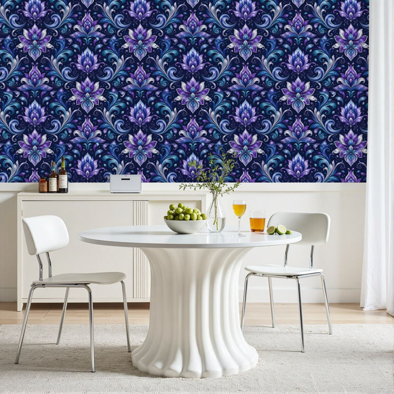 Rouleau de papier peint adhésif amovible violet élégant l 23,6 po x H 118 po, 117.96" L x 23.6" W
