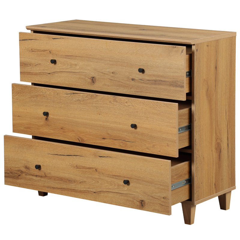Nightstands With 3 Large Drawers For Bedroom, Set Of 2 Modern Wooden Closet Storage Organizer, Brown