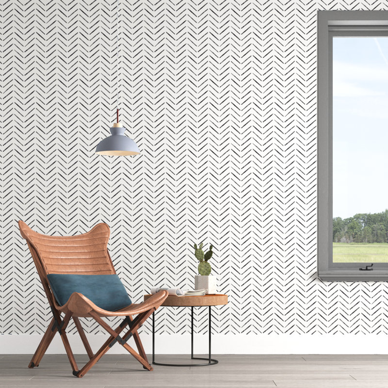 Duell 18' L X 20.5" W Peel and Stick Wallpaper Roll, Black