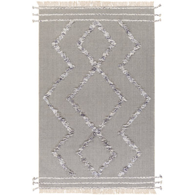 Tapis gris tissé à plat à la main Southwestern