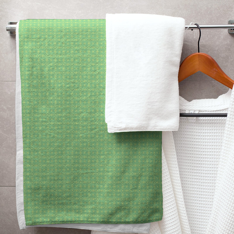 Serviette de bain napperon, Vert/jaune