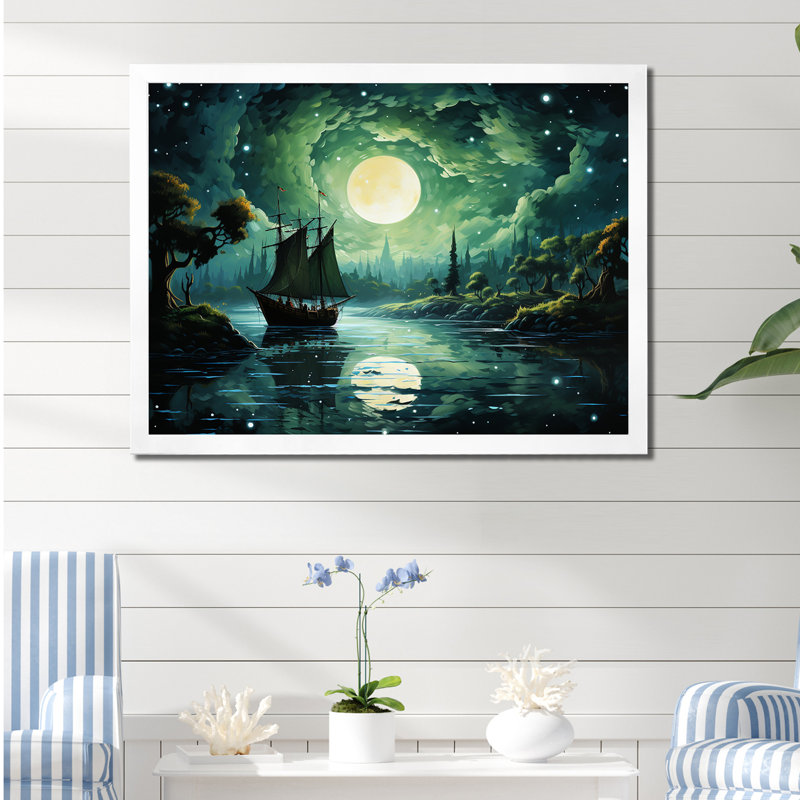 Reproduction d'art sur toile Moonlight, Cadre photo blanc, H 12 po x l 20 po x P 1 po