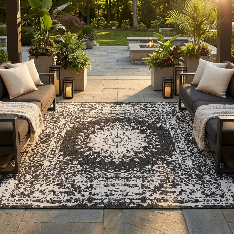 Ornate Lamotte Indoor/Outdoor Area Rug, Square 7'10"
