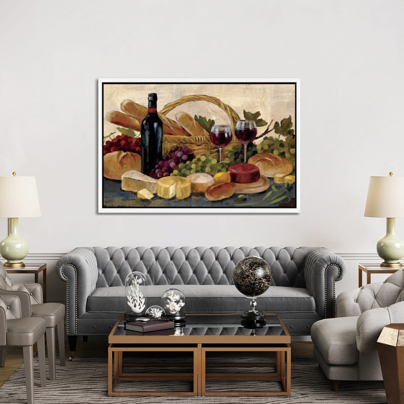 Tuscan Evening Wine by Silvia Vassileva - Print on Canvas, 152.5 cm H x 101.5 cm W x 3.175 cm D, Floater Framed