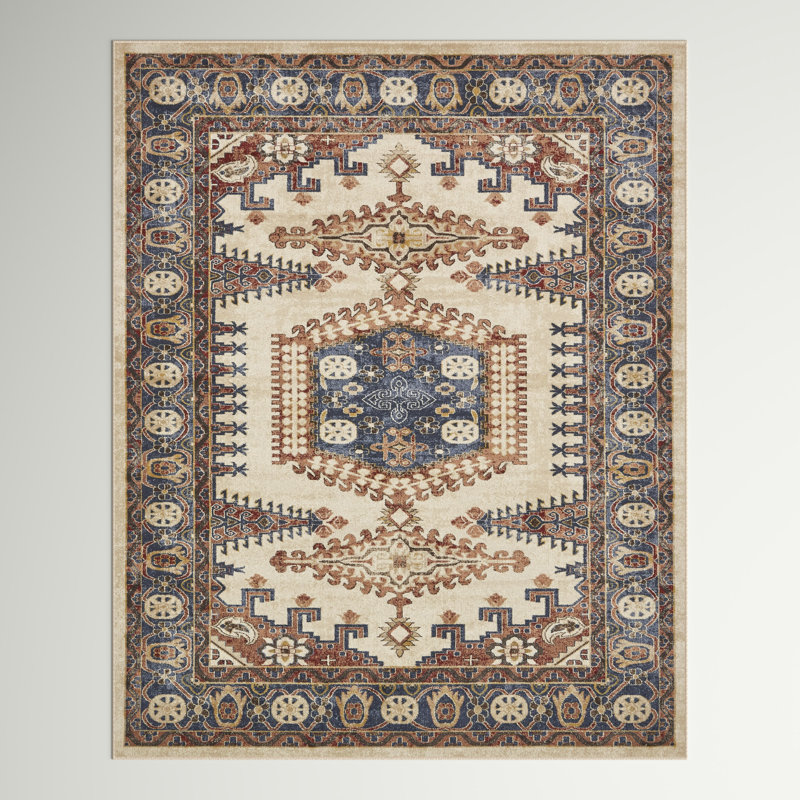 Vern Oriental Area Rug, Rectangle 9' x 12'2", Cream