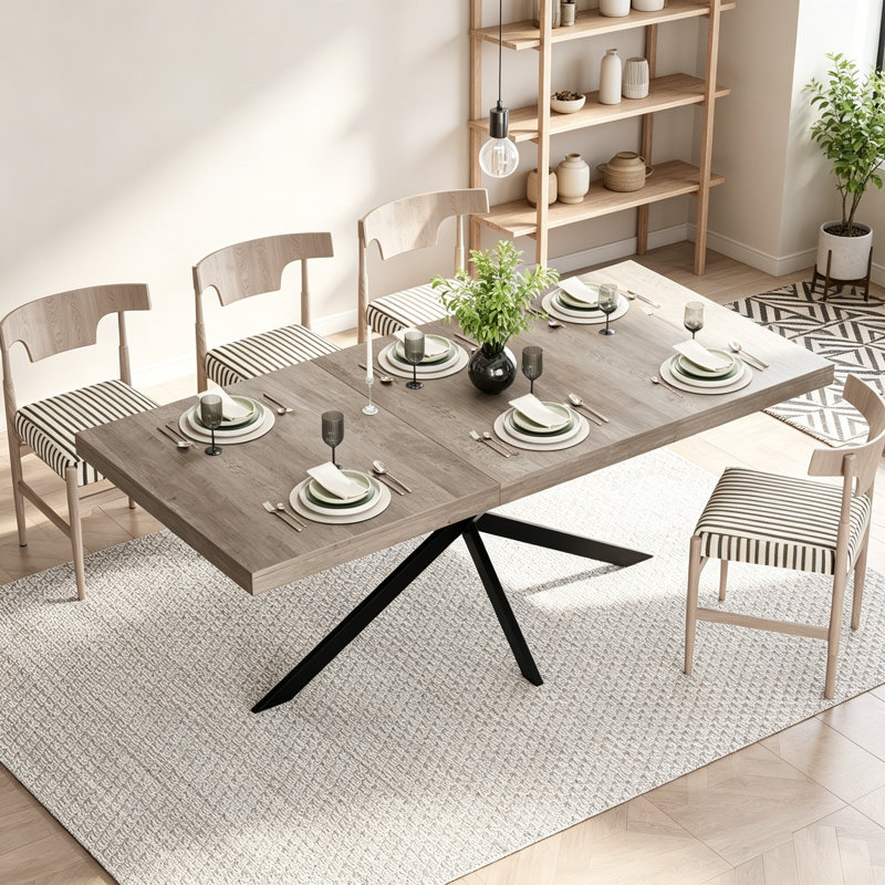 55.11"-70.86"Retro Rectangular Stretch Dining Table With Storage Box  For Dining Rooms, Kitchens, And Living Rooms, Gray