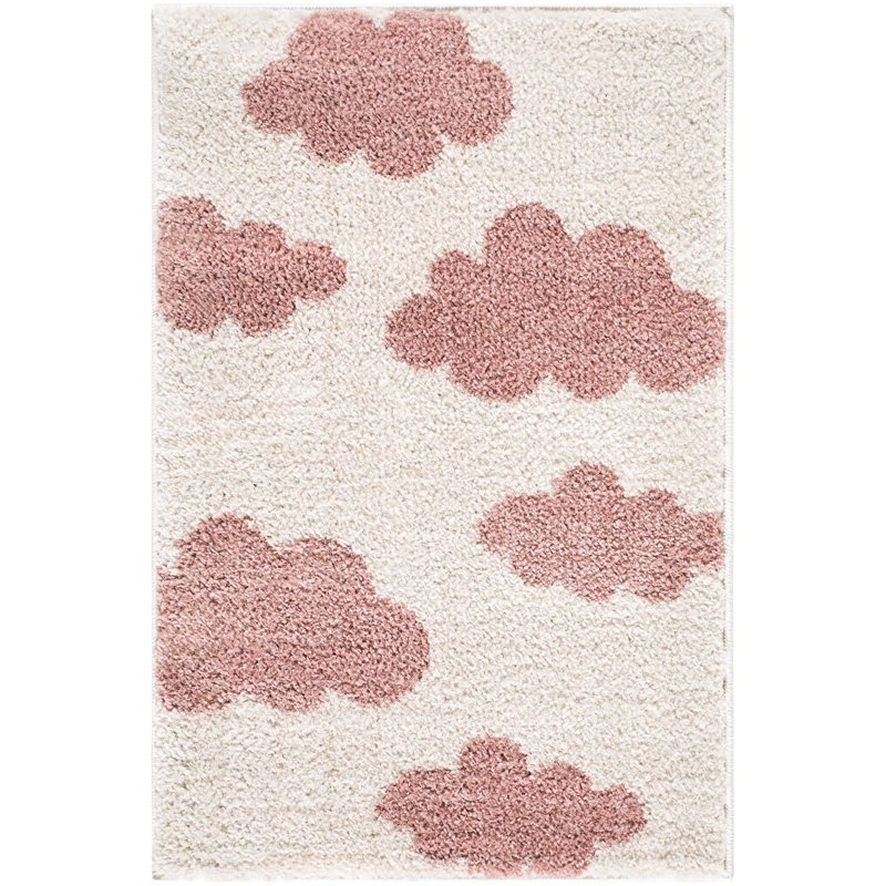Catrin Machine Woven Rug, Runner 2'7" x 7'2", Ivory/Pink