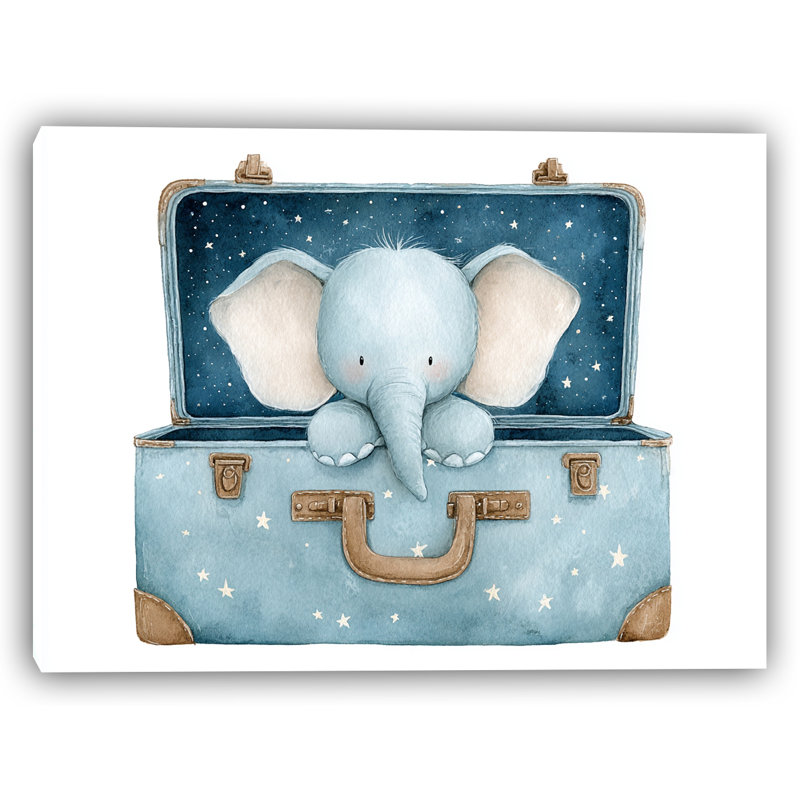 «Elephant in Starry Valise», art mural sur toile tendue, H 16 po x l 24 po