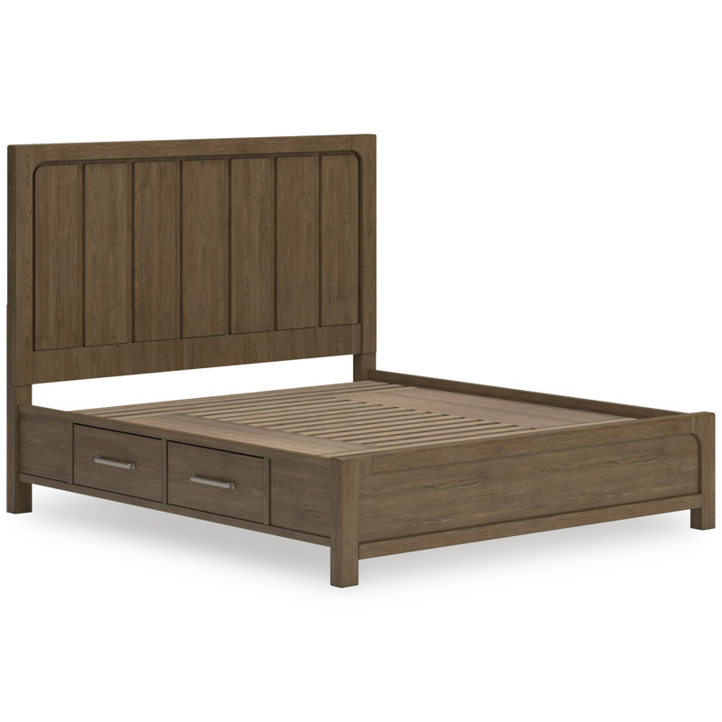 Très grand lit à panneau avec rangement, commode et miroir Cabalynn California
