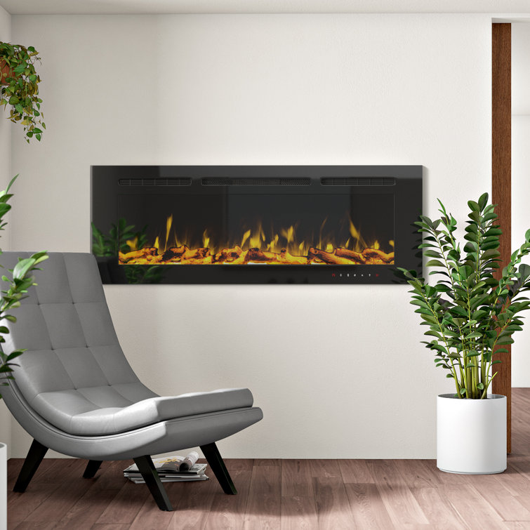 Recessed Electric Fireplace, Fireplace Inserts with Touch Screen & Remote, 5 Flame Brightness Settings, 3 Color Log Flame, Timer, Temperature 750/1500