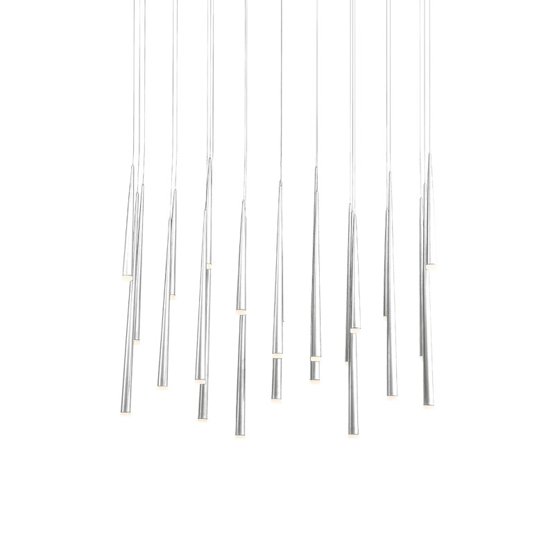 Cascade Polished Nickel 23-Light LED Pendant with Frosted Glass