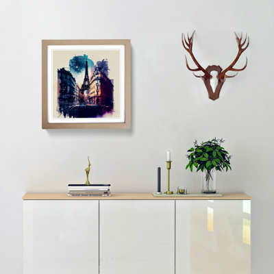 City Of Paris Gestural Art - Single Picture Frame Print on Wood