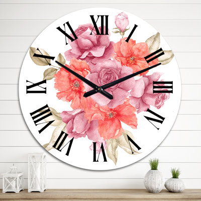 Bouquet d'automne de fleurs et de feuilles d'automne I - Horloge murale traditionnelle