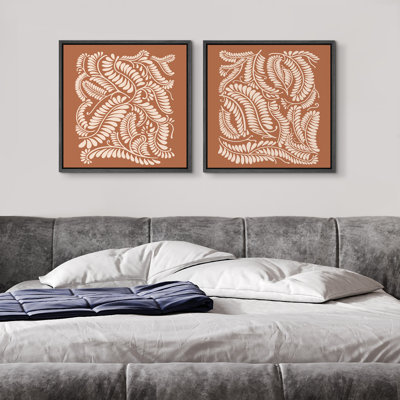 Vintage Brown Mexico Abstract Botanical Illustrations Rustic Decor