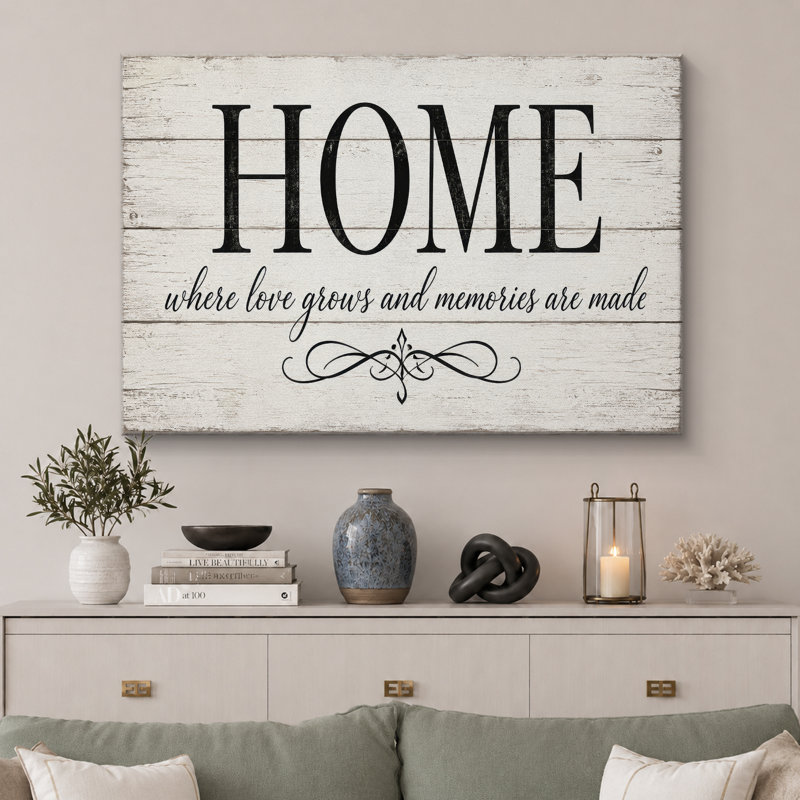 «Rustic Home», citation, impression sur toile, impression sur toile encadrée, Toile tendue, H 12 po x l 18 po x P 1,5 po