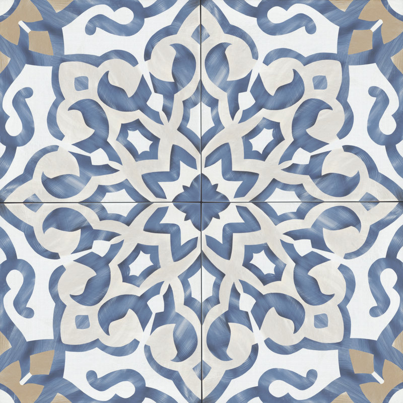 Carreau de porcelaine espagnol / marocain 10 "x 10" Villa Azul, Bleu
