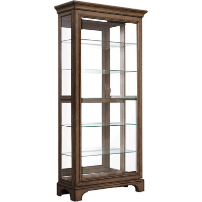 Gehring Traditional Sliding Door Curio With Glass Shelves And LED Light