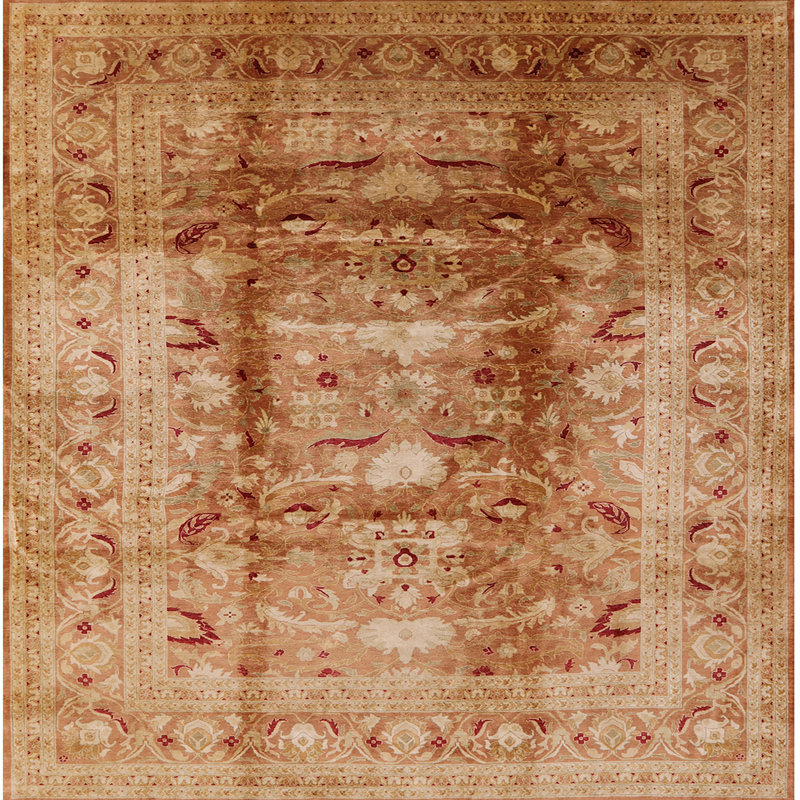 Tapis oriental brun / jaune Ch Wilson, Carré 5 pi