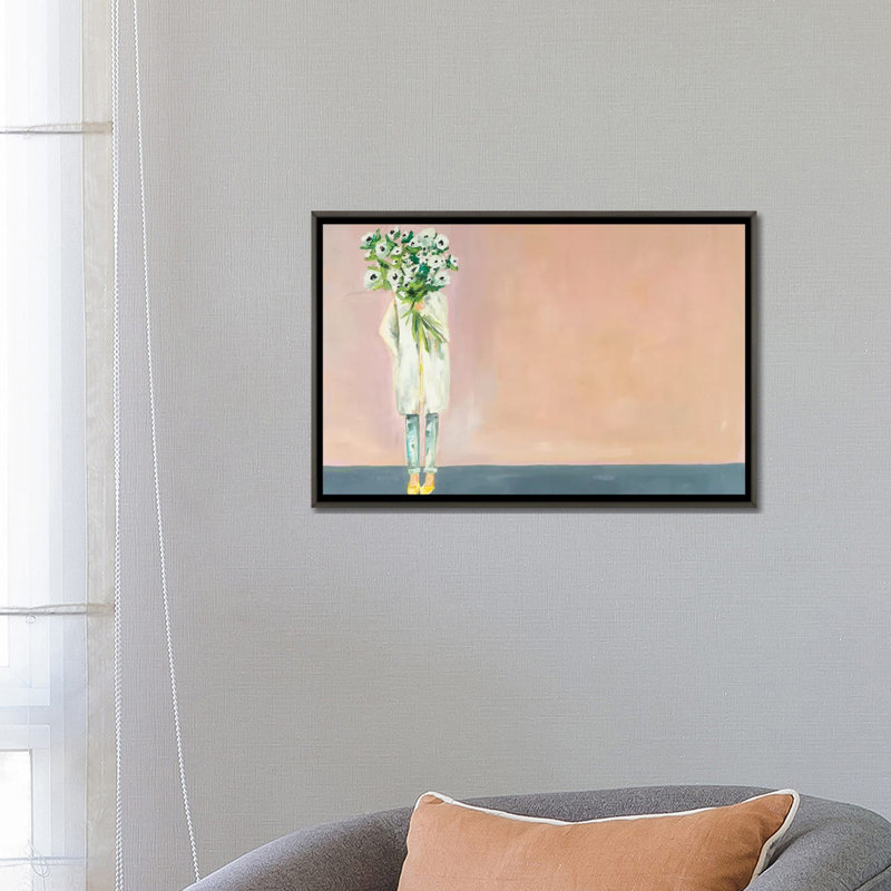 «Anemone» par Meredith Steele - reproduction d'art, Toile encadrée de bois rustique foncé, H 32 po x l 48 po x 1,5 po