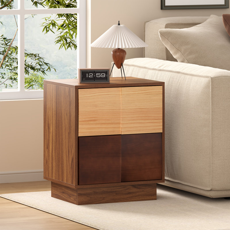 19.7"W Contrasting Color Solid Wood Nightstand