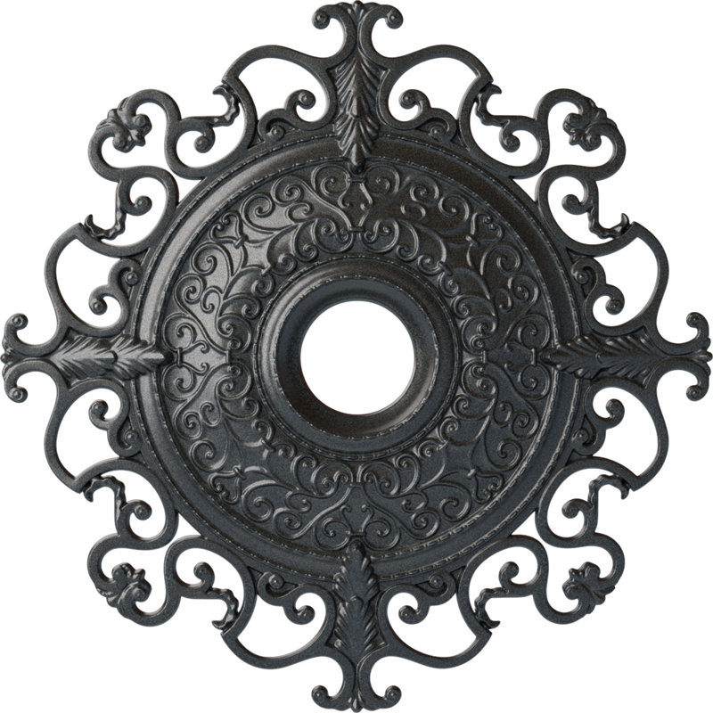 Médaillon de plafond Endurathane Dauphine, diamètre extérieur 33 7/8 po x P 1 3/8 po (convient aux auvents jusqu'à 13 1/4 po), finition cuivre antique peint à la main