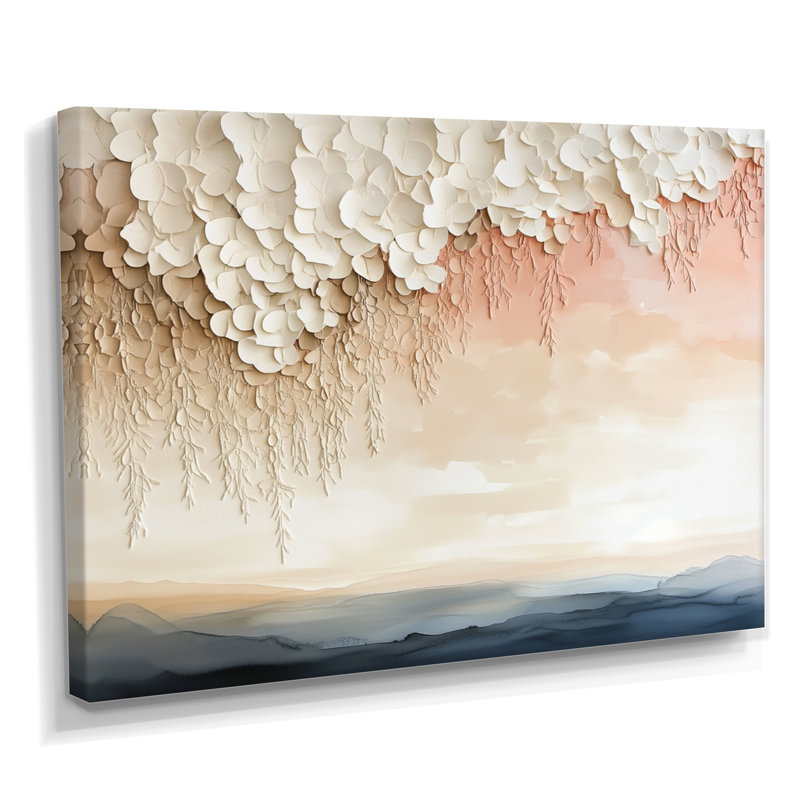Art mural sur toile Nordic Evening Glow I - White Sunset Landscape, H 16 po x l 32 po, Toile tendue