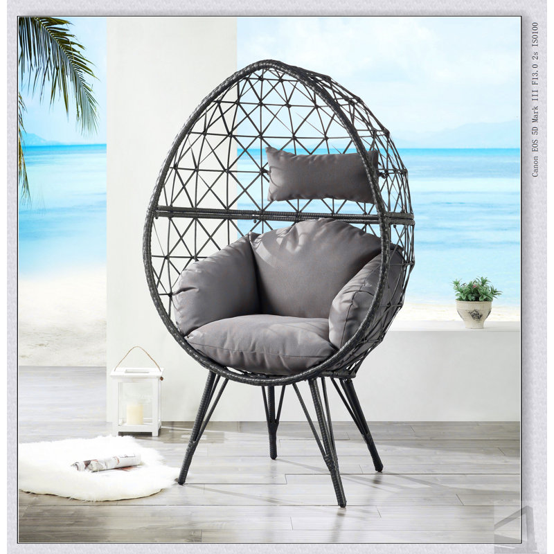 Chaise longue en osier et tissu Aeven