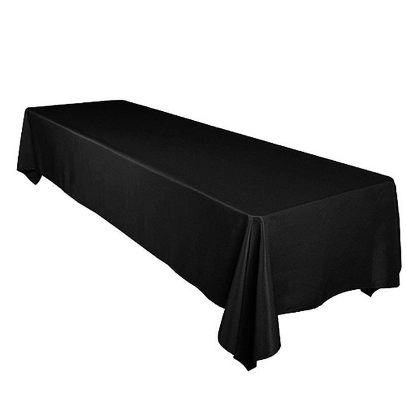 Tiano Solid Polyester Tablecloth, 84" x 58", Black