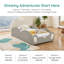 Lit d'enfant mignon en forme de nuage avec garde-corps - Lit pour tout-petit en cuir synthétique beige et gris avec poche de rangement-1680447081