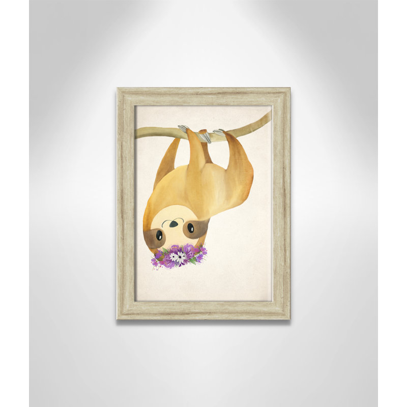Sloth floral 2, H 16 po x l 12 po x P 0,63 po, Beige Flat Framed