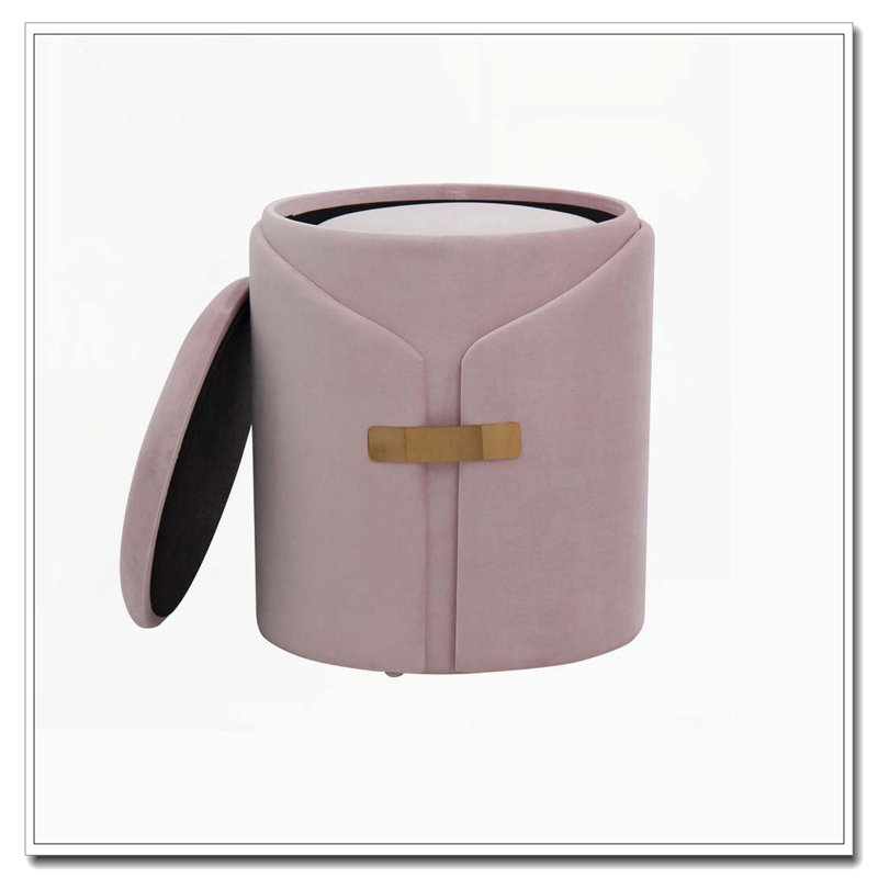 Ensemble de repose-pieds gigogne contemporain en velours avec accent doré, Rose