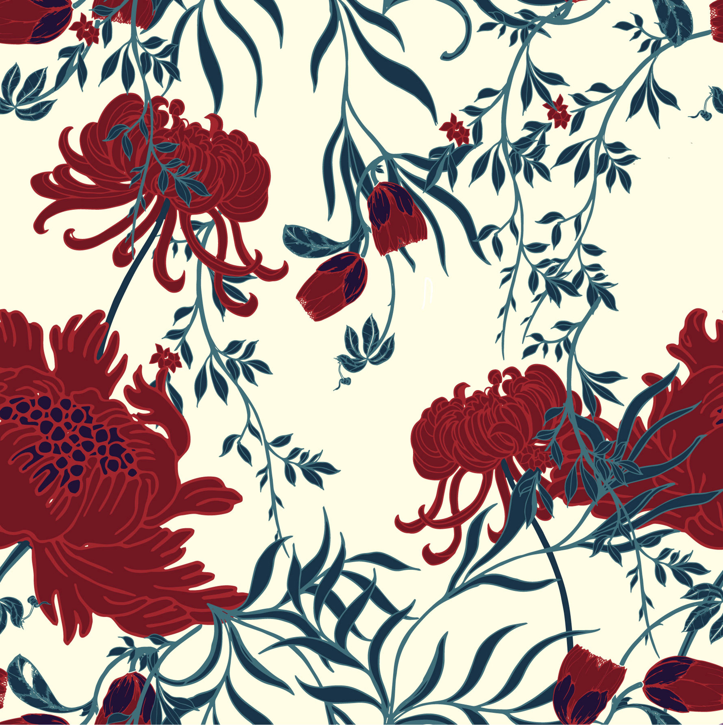 Red Barrel Studio® Flowers 10' L x 24" W Peel and Stick Wallpaper Roll ...
