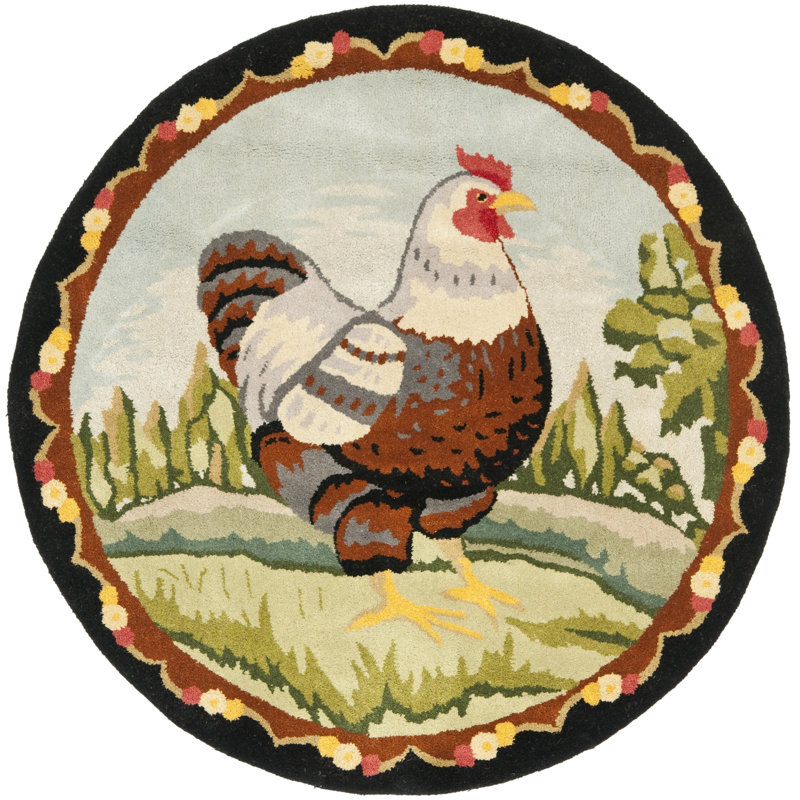 Novelty Hand Tufted Wool Rug, Round 4'