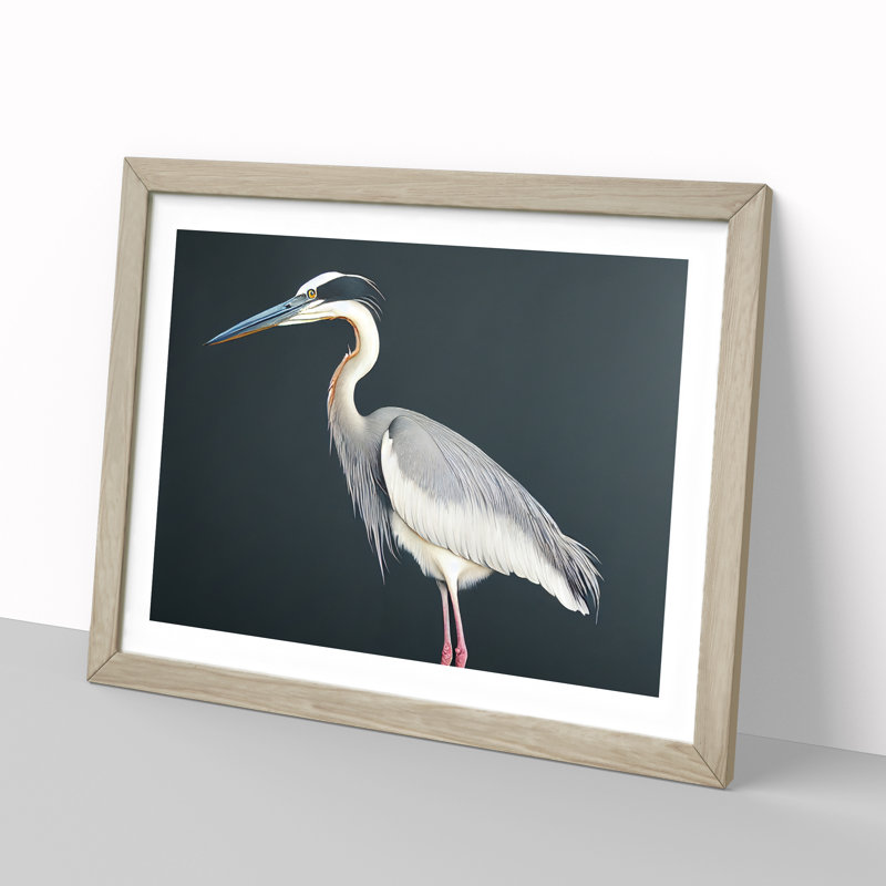 Awesome Heron Bird - Framed Print, 46cm H x 64cm W x 2cm D, Oak