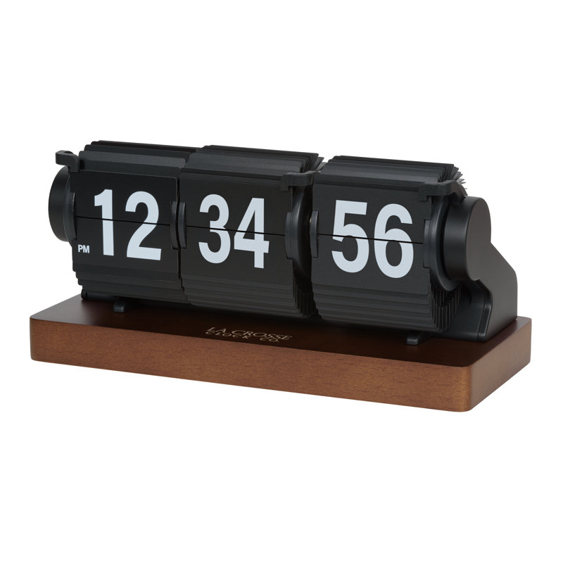 Rollins Mechanical Black Flip Analog Quartz Tabletop Clock, Black