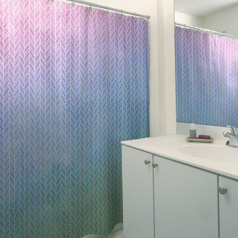Rideau de douche Katelyn Elizabeth Ombre - Style géométrique moderne, Bleu/rose/vert