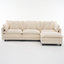 Beige en forme de L avec mobile, convertible au lit, chenille douce pour la détente de style crème 3 repose-pieds, revêtement en lin, décoloration
