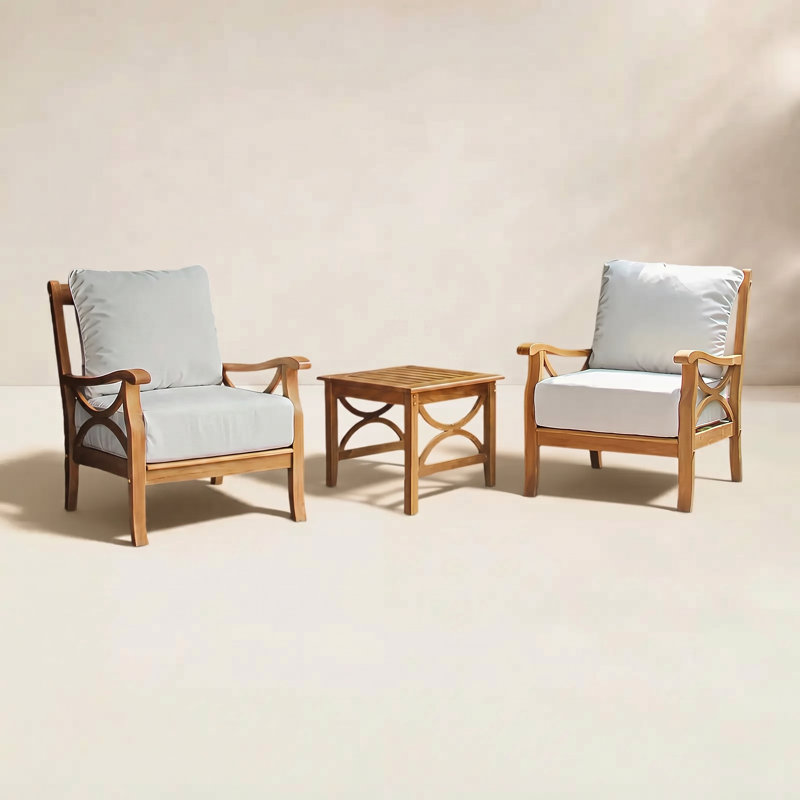 Ensemble de conversation avec coussins Brunswick, Blanc cassé
