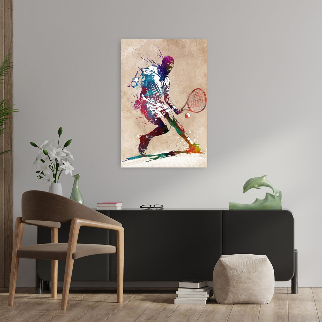 Dynamic Tennis Player Colorful Vibrant Contemporary Wall Art Print